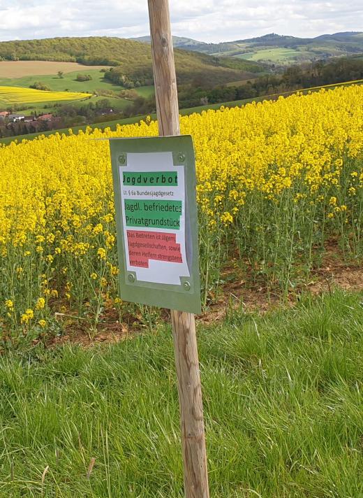 Jagdfreies Grundstück Udo Dautermann Schild
